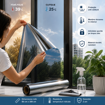 1+1 Gratis!! Folie geam protecție solară anti căldură 300cm x 50cm