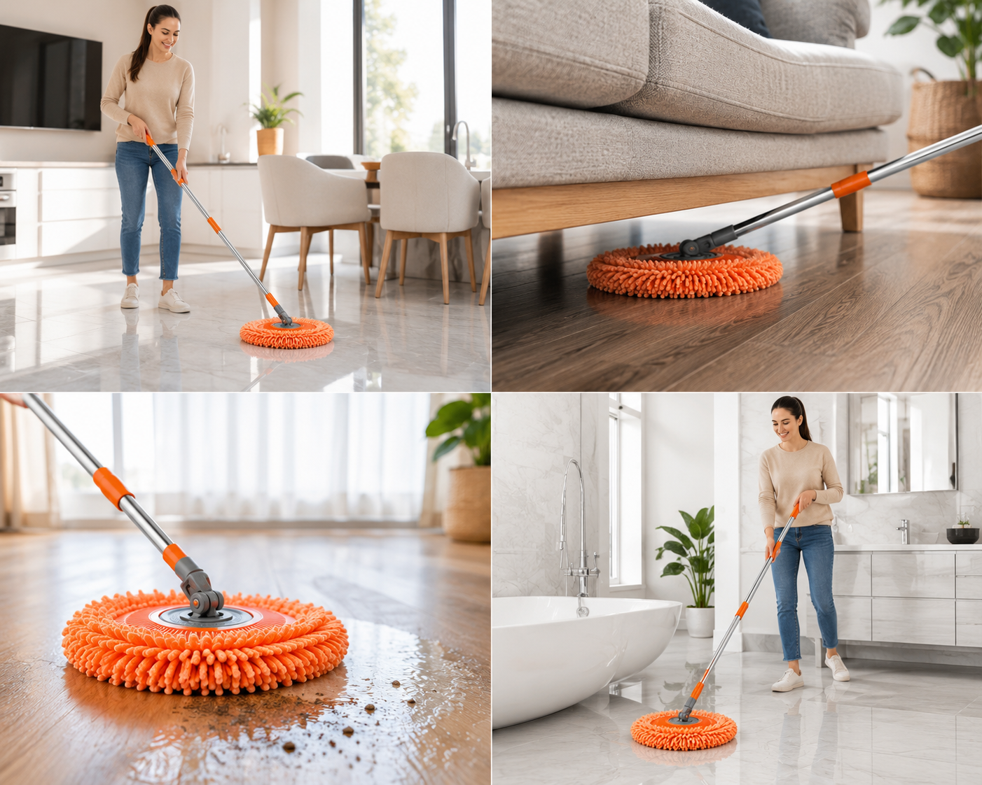 Mop cu lavetă din Microfibră pentru Curățare fără urme