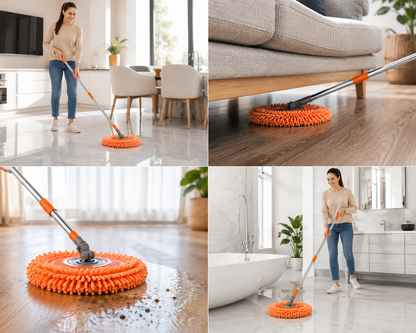 Mop cu lavetă din Microfibră pentru Curățare fără urme