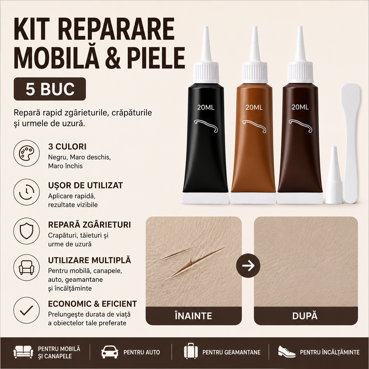 Chit de reparare piele și mobila 5 buc