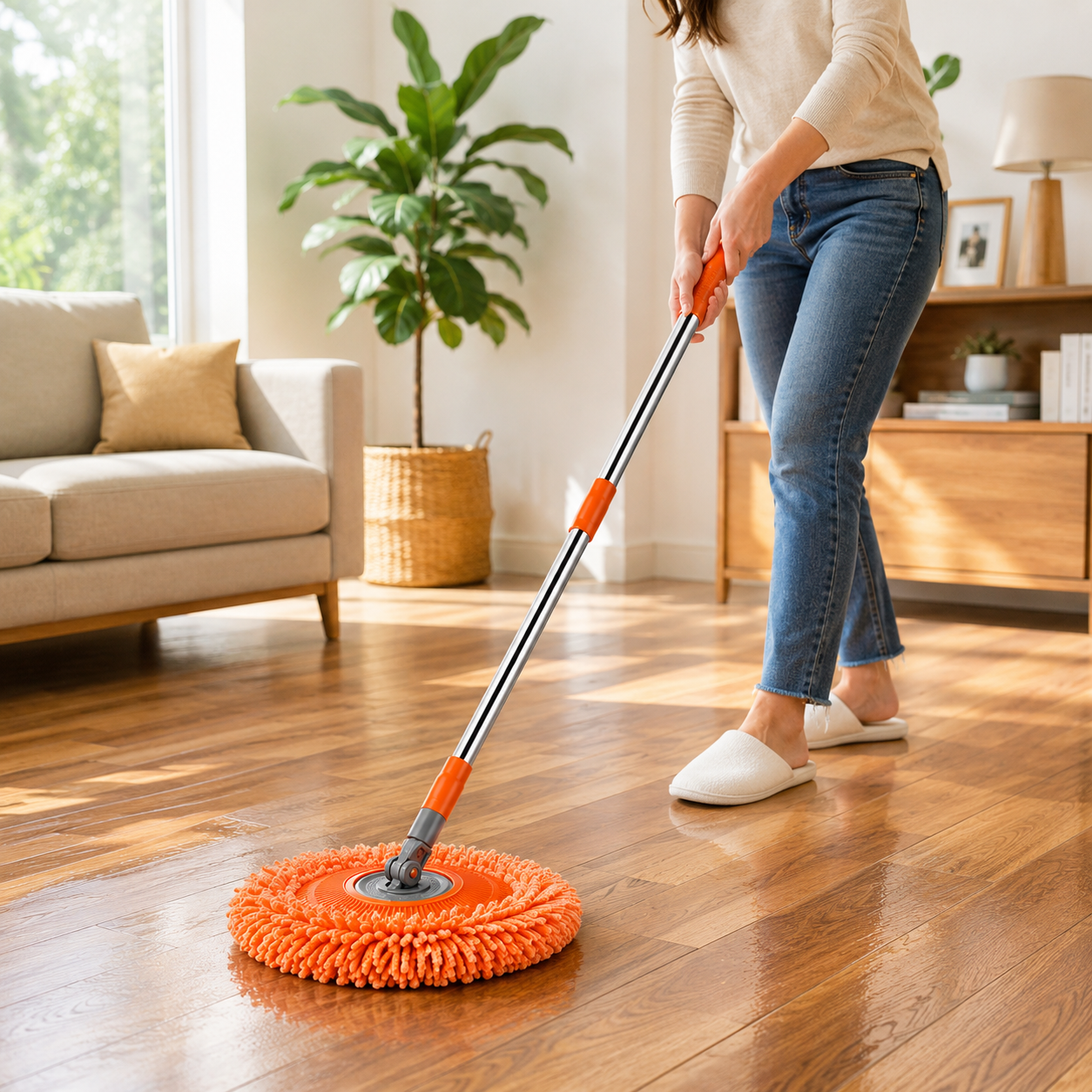 Mop cu lavetă din Microfibră pentru Curățare fără urme